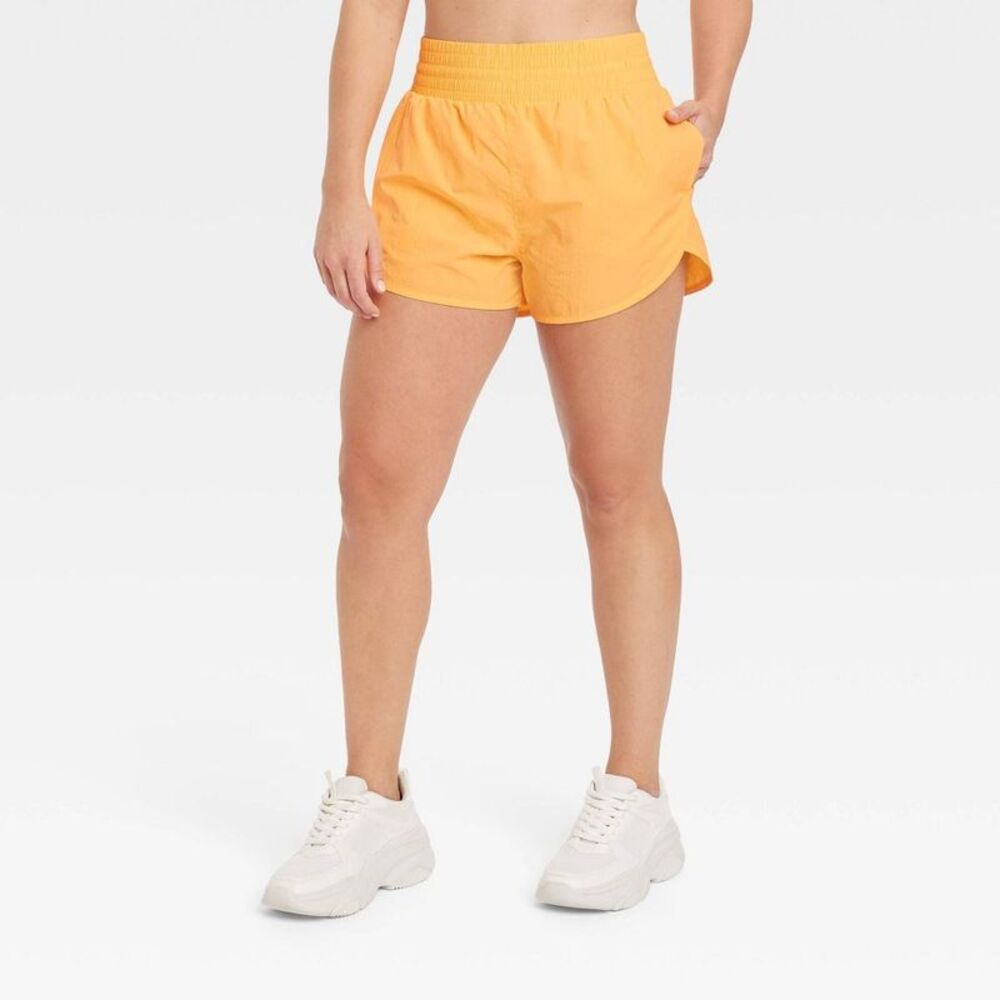All in Motion -  Women's High Waist Crinkle Shorts Ru Orange - Picture 3 of 4
